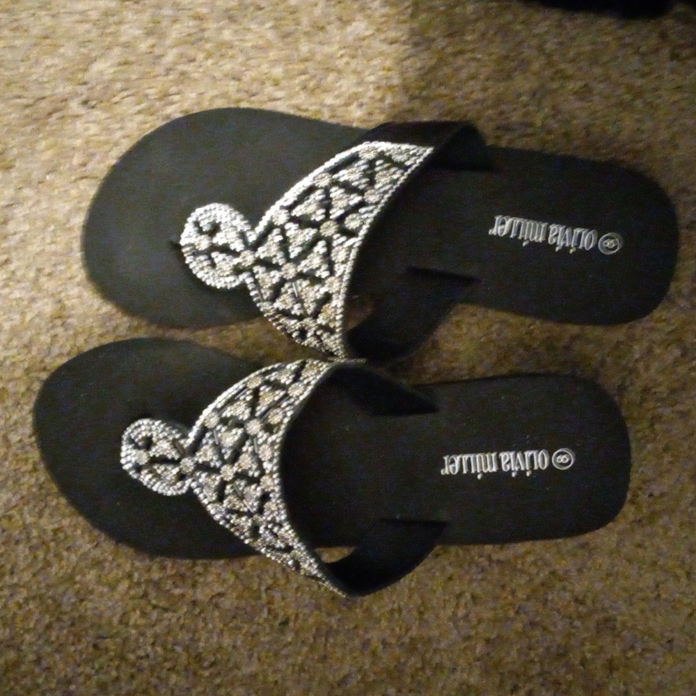 New never even tried on jeweled platform thong sandals